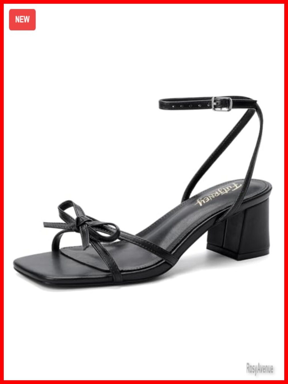 Bow Strappy Low Block Heel Sandals Square Toe Ankle Strap Heels